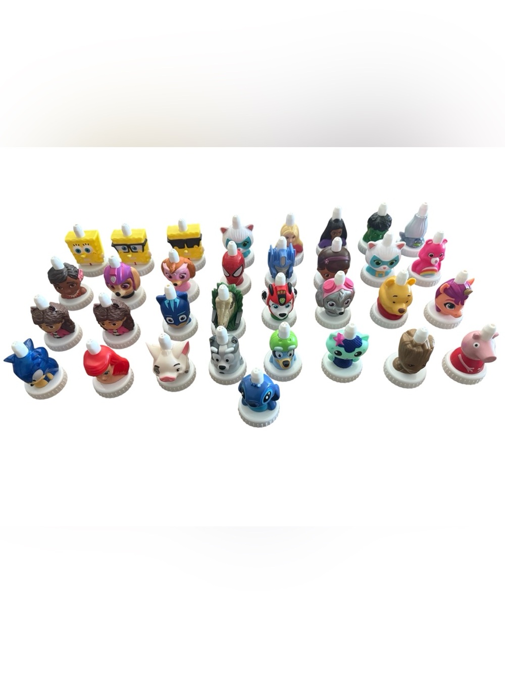 Good 2 Grow Juice Toppers Disney, Trolls, Gabby, Comic Book, Peppa+ Lot Of 33